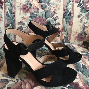 Chunky black platform heels
